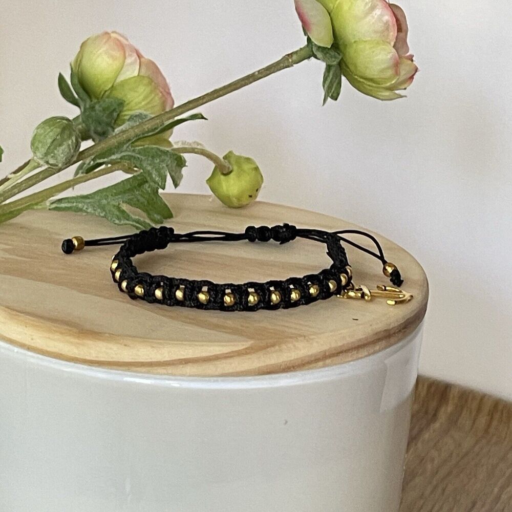 Handmade Black Braided Charm Bracelet Women Mens  Anchor New - Picture 6 of 14